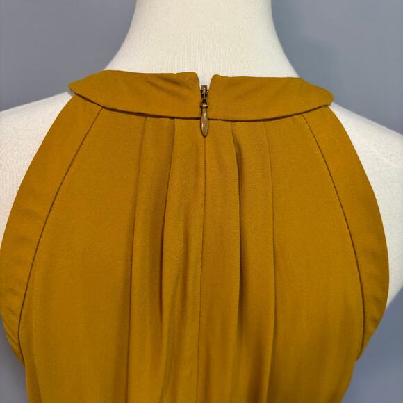 Mustard Yellow Banana Republic high-low high-collar dress, size 10 - Picture 5 of 11